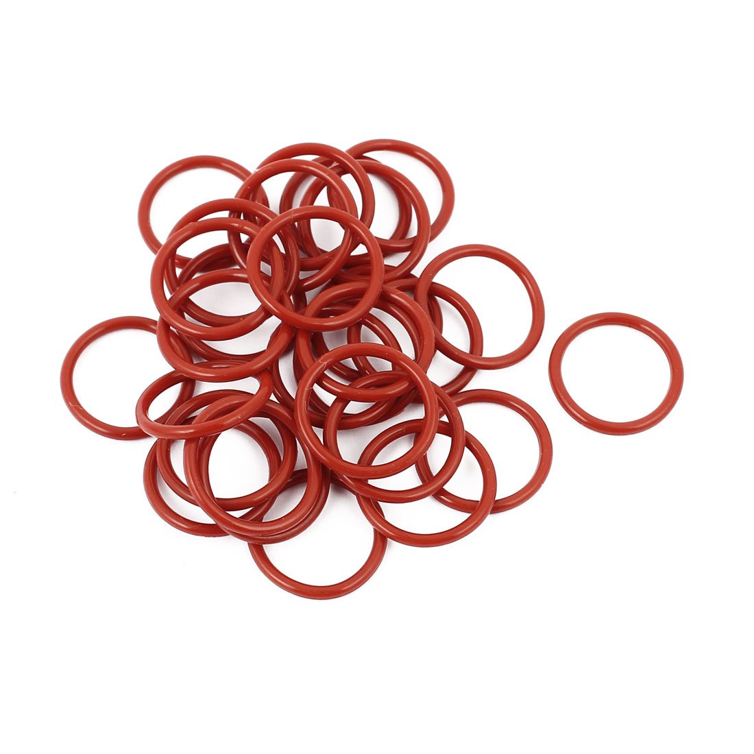 Sourcingmap 30Pcs Red 15mm x 1.5mm Silicone Rubber Gasket O Ring Sealing Ring Heat Resistant