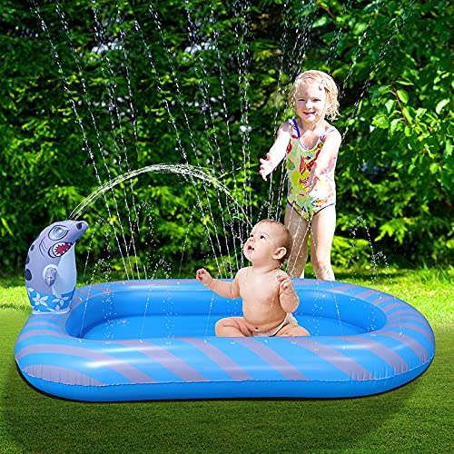 VOLADOR Inflatable Sprinkler Pool, Wading Swimming Pool, Outdoor Water Splash Toy for Kids Toddlers Kiddie Pets Family