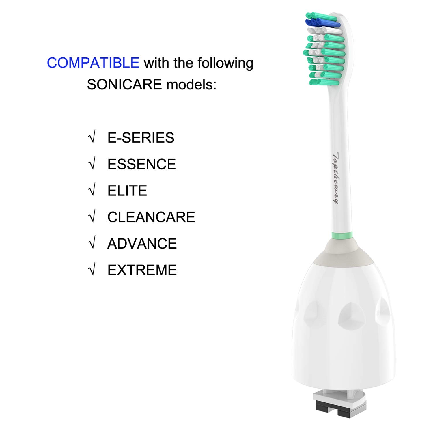 Toptheway Replacement Sonicare Toothbrush heads, Brush heads for Philips Sonicare E-Series HX7022/66, 6 Count, Fit Sonicare Essence, Xtreme, Elite, Advance and CleanCare Electric Toothbrush
