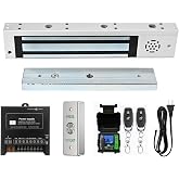 Door Access Control System Outswinging 600lbs Magnetic Lock Kit Build-in Alarm Beeper with Remote Controller Exit Button