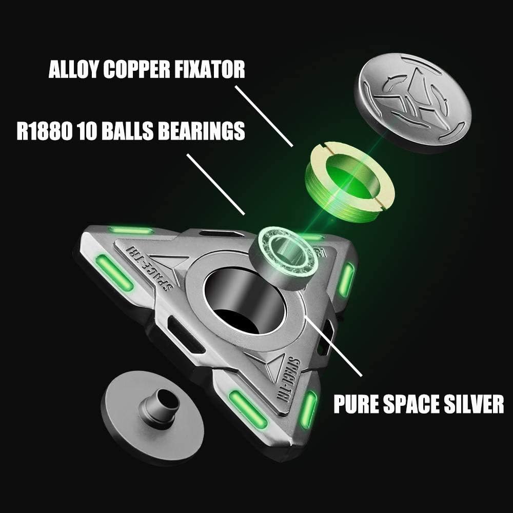 Luminous Tri Fidget Spinner UFO,Glow in The Dark Spinning Toys Sensory Gadget Finger Hand Spinner Metal - Image 5