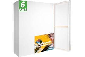OLEITODH 6 Pack Stretched Canvases for Painting 24x36 100% Cotton Large Canvas Boards for Painting Bulk, White Painting Canvas for Oil, Acrylic Paint & Other Painting Media