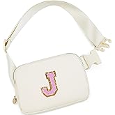 Uygafly Personalized Belt Bag for Women Girls - Fashion Mini Waist Packs with Adjustable Strap - Trendy Travel Fanny Pack Crossbody Bags with Initial Letter - Teen Gifts | Cream,J