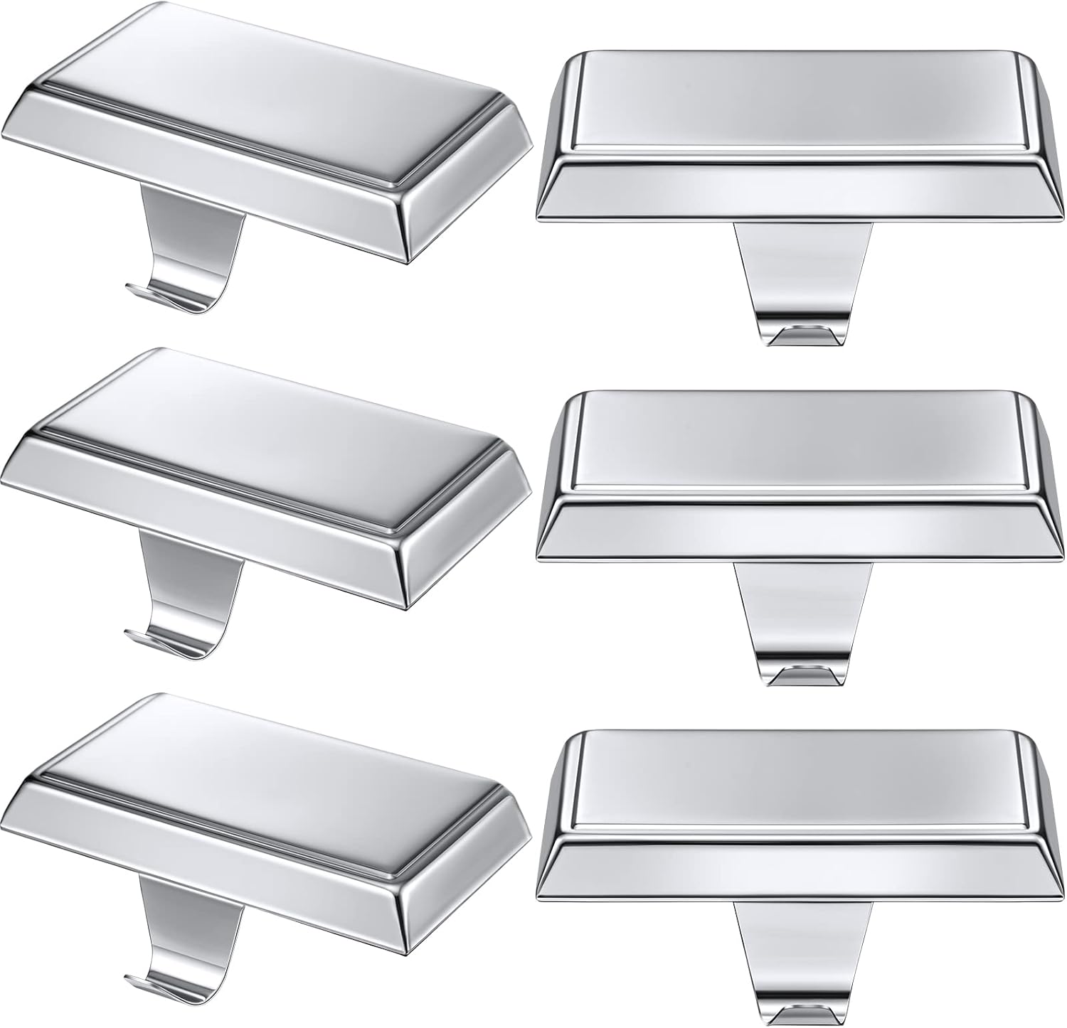 Stockings & Holders - Zhengmy Stocking Holders Mantel Stocking Hangers Metal Hanging Hooks Stocking Holders Bases for Fireplace Free Standing Zhengmy Xmas Party Decoration (Silver, 6 Pieces)