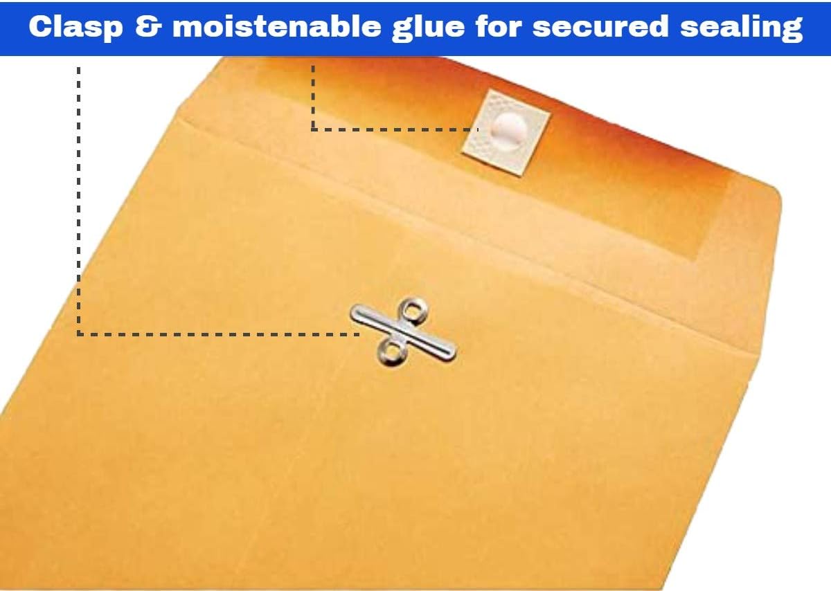 1InTheOffice 6 X 9 Clasp Envelopes with Gummed Flaps for Mailing or Shipping Envelope, Kraft Brown Envelopes, 100 per Box : Office Products