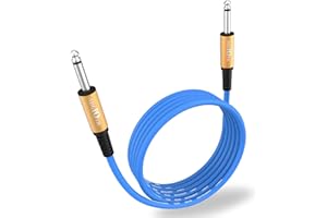 Augioth Guitar Cable 3 ft, Stage Electric Instrument Bass Cable AMP Cord 1/4 Straight to Straight Blue