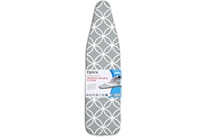 Epica Ironing Board Cover and Pad - Standard Size 15x54 Padded Ironing Board Covers, Heat Reflective Coating, Scorch & Stain Resistant Iron Board Cover with Padding Grey Circles