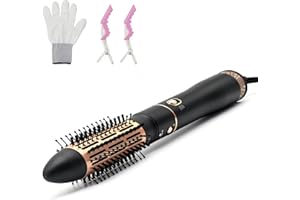 USBELFF Round Hair Blow Dryer Brush - 1.6 Inch Ceramic Barrel Hair Dryer Brush for Short/Middle Hair, One Step Hair Drying, Volumizing, Straightening and Styling, Negative Ionic Dryer Brush, Golden-Black