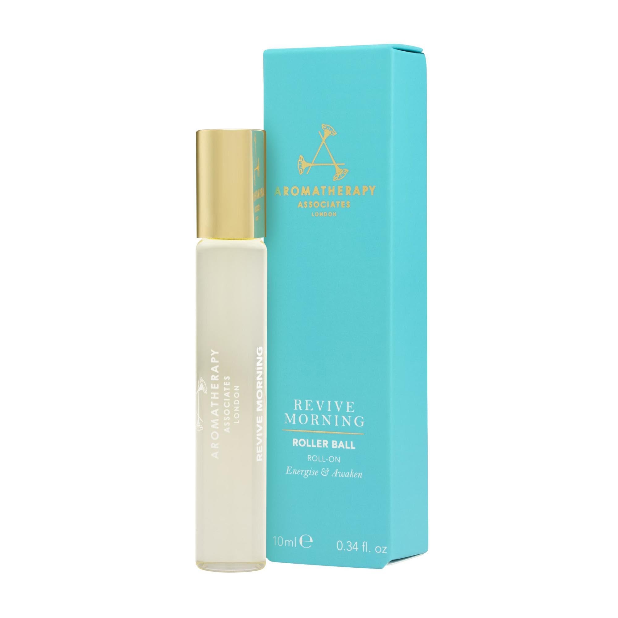 Aromatherapy Associates Revive Morning Rollerball 10ml - 100% Natural, London Hand Crafted Roll On -Grounding Cypress, Restorative Ho Wood, Uplifting Pink Pepper, Intensely Concentrated Oils