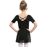 Stelle Ballet Leotards for Girls Dance Leotard with Skirt Toddler Ballet Outfit Criss-Cross Bow Back (Little/Big Kid)