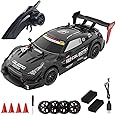 Dodoore RC Drift Car, 1:14 Scale Remote Control Car, 4WD 40KM/H High Speed RC Racing Car, 2.4GHz Electric Sport Car with LED Lights, 2 Batteries, Drifting Tires and Racing Tires for Kids Adults, Black