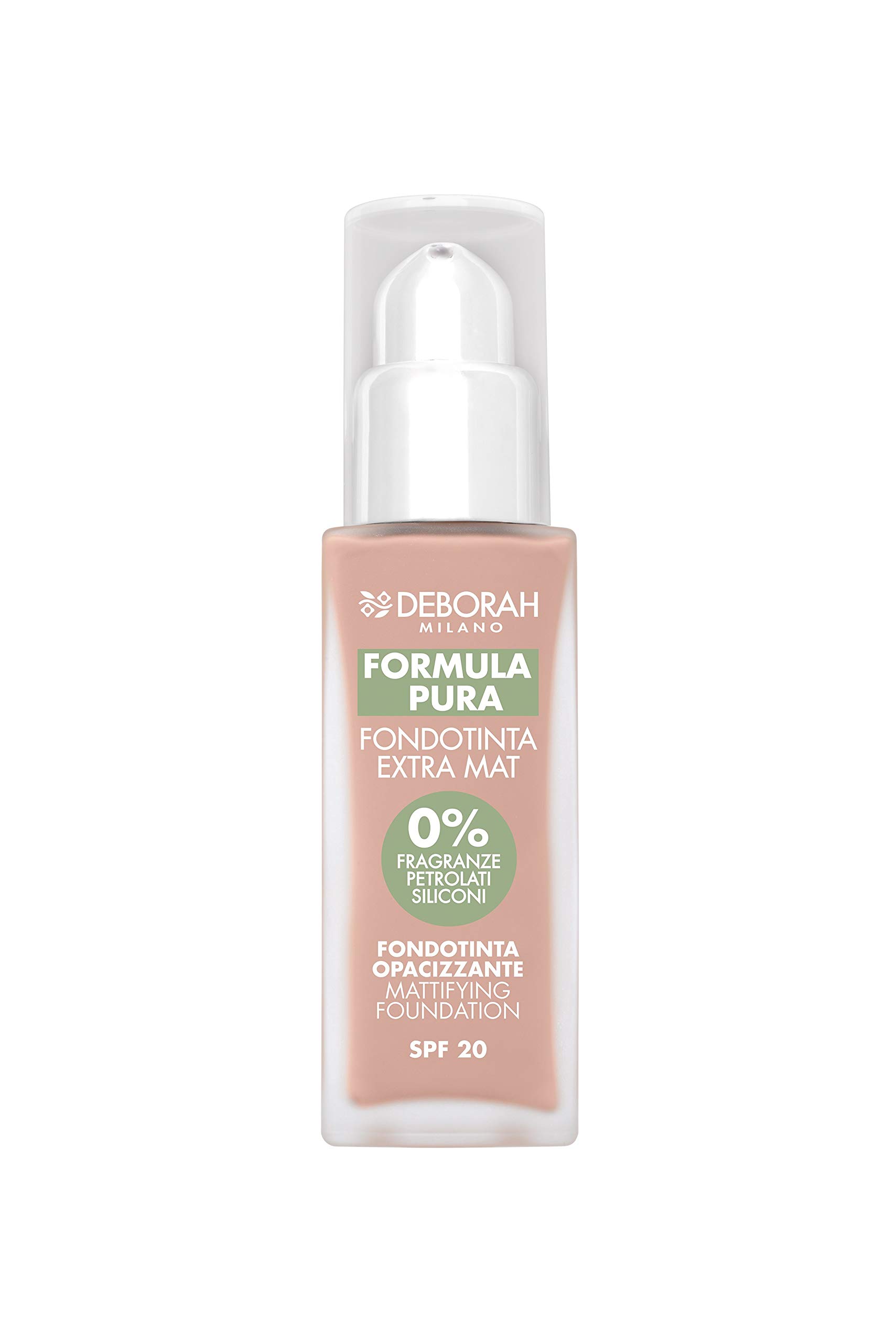 Deborah Extra Mat Formula Pura No. 01 Fair SPF20, Paraben Free, with Anti-Sebo and Anti-Shine Active Ingredients for Extra Matte Finish and Minimum Pores