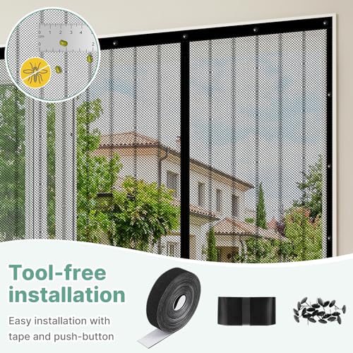 Moustiquaire Porte Magnetique,250x212cm Moustiquaire Baie Vitrée Coulissante,Aimantée Double Ouverture Latérale,Fermeture Automatique,Sans Perçage,Anti-moustiques pour Entree Balcon Salon Veranda