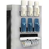 FEYRUN Magnetic Stanley Cup Holder with Drainage, 6 Slot Water Bottle Organizer for 30/40 oz Tumblers with Lids, Fridge Kitchen Storage Solution, Strong Magnet (Black)
