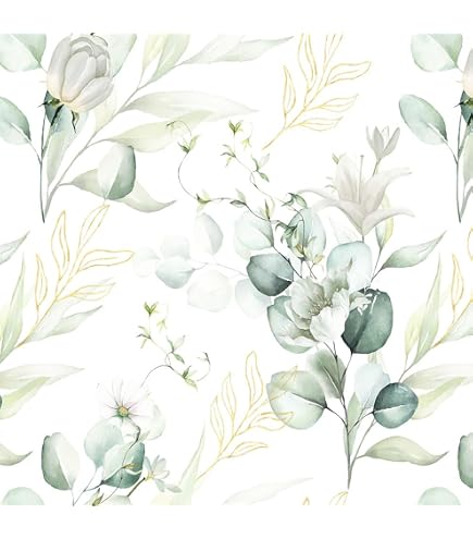 GaliGali Peel And Stick Floral Wallpaper – Boho Eucalyptus Leaf Pattern, Removable & Waterproof, 17.3x118 Inch Roll, Renter Friendly For Bathroom Or Home
