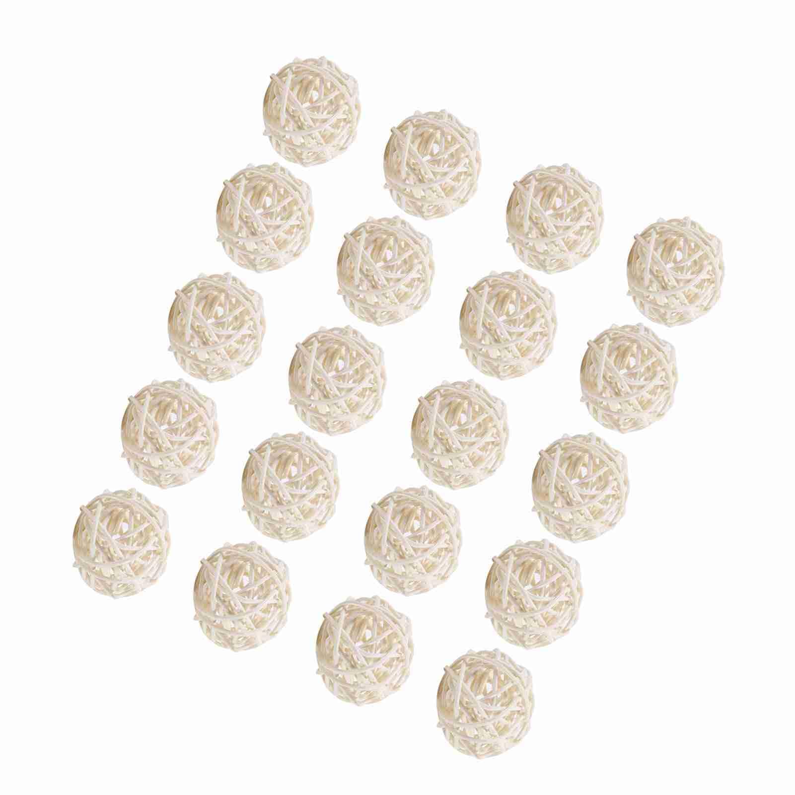 Wicker Rattan Balls Bird Chew Toys for Parrots Guinea Pigs, Natural Straw Material, White, 3.3cm Diameter, 20 Pieces, Cage Accessories