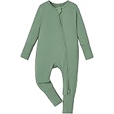 PATPAT Baby Pajama with Bamboo Viscose, Footie Jumpsuit Romper with 2-Way Zipper for Baby Boy Girl Toddler Sleeper Sleepwear