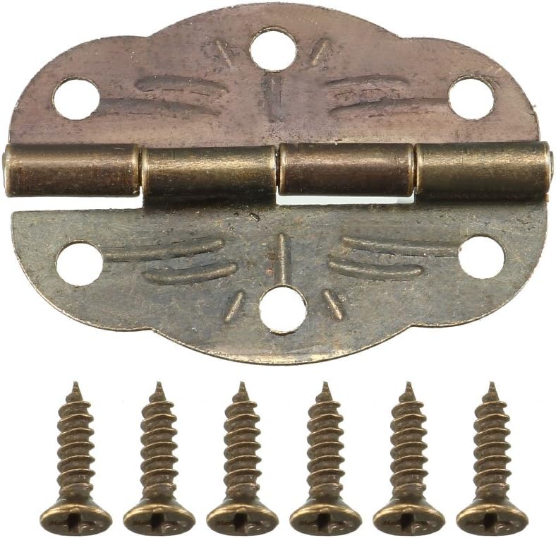 sourcing map 1.18" Antique Bronze Hinges Retro Butterfly Shape Hinge Replacement with Screws 5pcs, 1.18" * 0.49" (L*W) 50pcs - Image 3