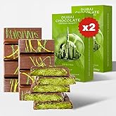 Dubai Chocolate Bar Pistachio I Viral Chocolate Bar with Pistachio Cream and Kataifi, Pack of 2 (2 Bars of 7.05 oz (200gr) Dubai Chocolate Bars, Total of 14.1 oz (400g)) Packaging may vary