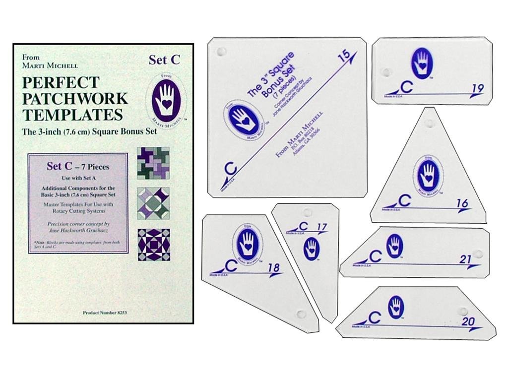 Marti Michell Perfect Patchwork Template Bonus Complement Set C, Pack of 7