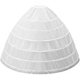 Zorynnex 6 Hoop Skirt Petticoat A-line Crinoline for Women Under Dress Floor Length Slip Underskirt for Bridal Wedding Quinceanera Gown, White