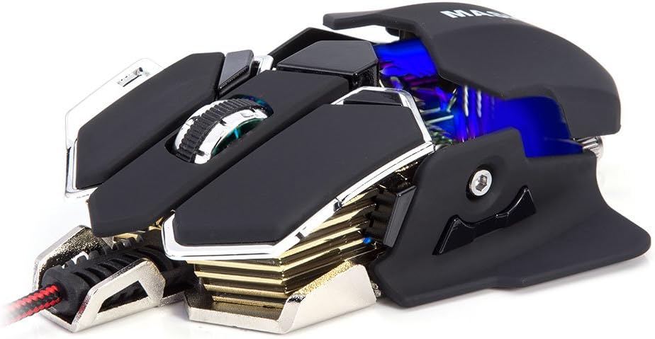 Masione® USB 4800DPI 10 Button LED Optical Gaming Mouse for PC and Laptop (Black & White)