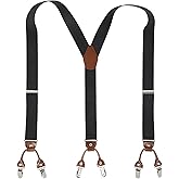 PAPA LEGGENDA Suspenders for Men with Strong Clips, 1.4 Inches Wide Heavy Duty Men's Suspenders Y-Back for Work Jeans