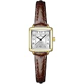 Lorciix Vintage Watches for Women - Small Dainty Tank, Square Womens Watch with Genuine Leather Strap