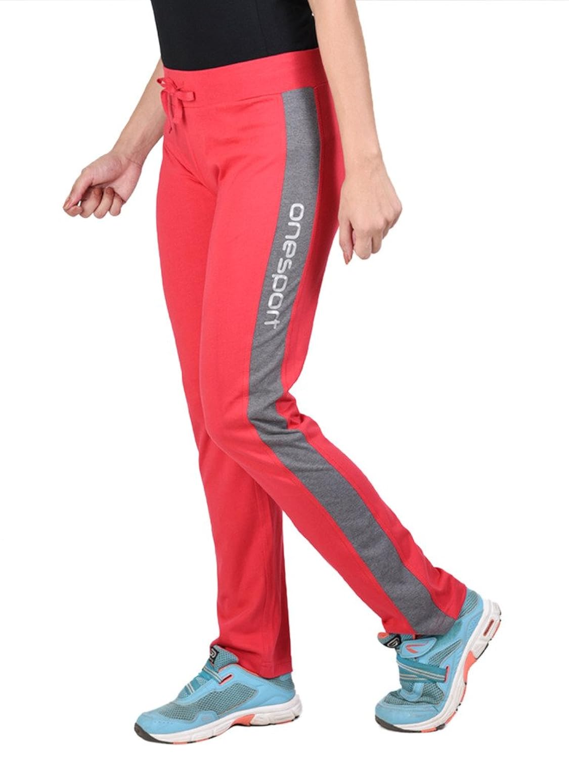 onesport women's 100% cotton jersey red track pants(onsp4re-p)