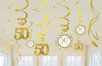 Wanna Party 50th Anniversary Swirl Decoration Gold