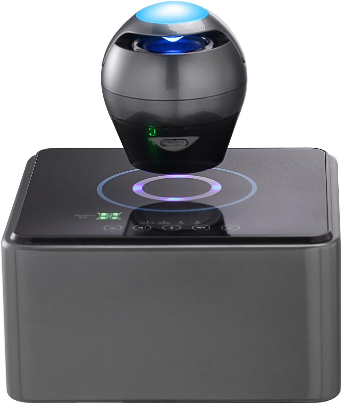 Levitating Maglev Bluetooth V4.0 Portable Wireless Floating Speaker with LED Rotate Ball Rechargeable Touch Controls 3D Stereo Subwoofer for Iphone Android SmartPhones (grey)