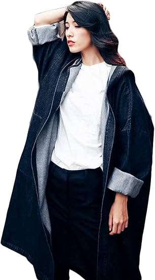 Amazon ホワイトデー Whiteday デニム コート トレンチコート デニム レディース 春 秋 ロング ジージャン トレンチ コート スプリングコート ゆったり アウター Bf風 ファッション きれいめ ブラック コート ジャケット 通販