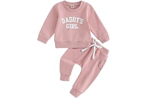 SEJARDIN Toddler Baby Girl Clothes Daddys Girl Long Sleeve Pullover Sweatshirt Stretch Jogger Pants Infant Fall Winter Outfit