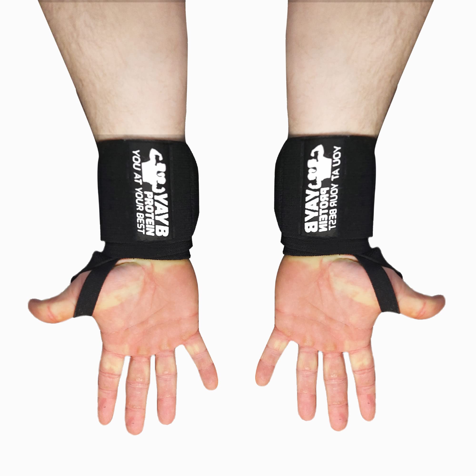 YAYB Pro Wrist Wraps (pair)-Heavy gauge 3mm For Powerlifting and Strongman For Heavy Usage- Bench press, OHP, Strongman, Wrist support