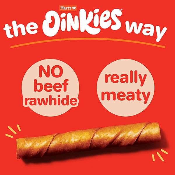 HARTZ OINKIES SMOKED TWISTS WITH NATURALLY SMOKED PORK RAWHIDE-FREE DOG TREATS, HIGHLY DIGESTIBLE LONG LASTING DOG CHEWS, 40 COUNT