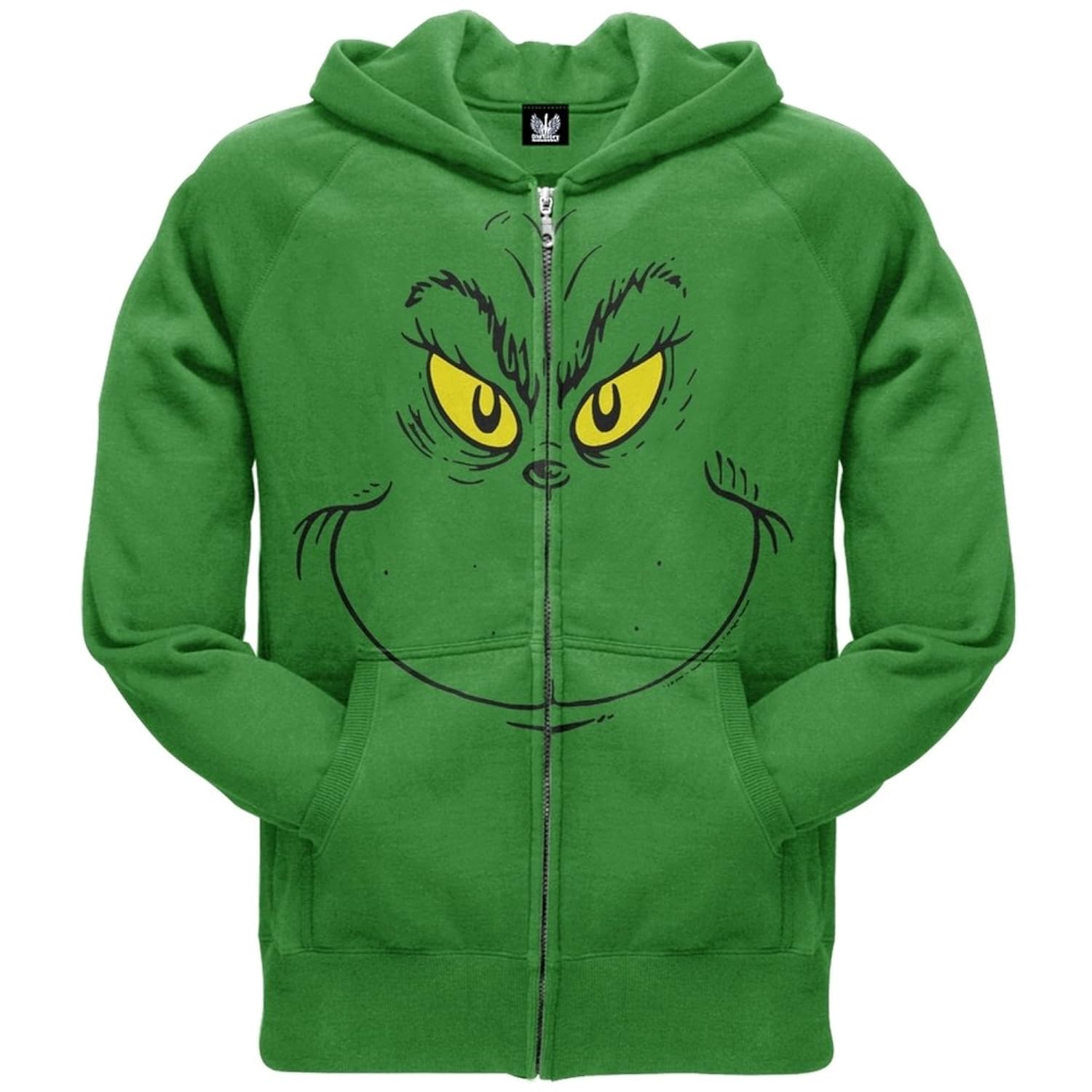 chic Dr. Seuss Grinch Face Zip Hoodie drheidt.de