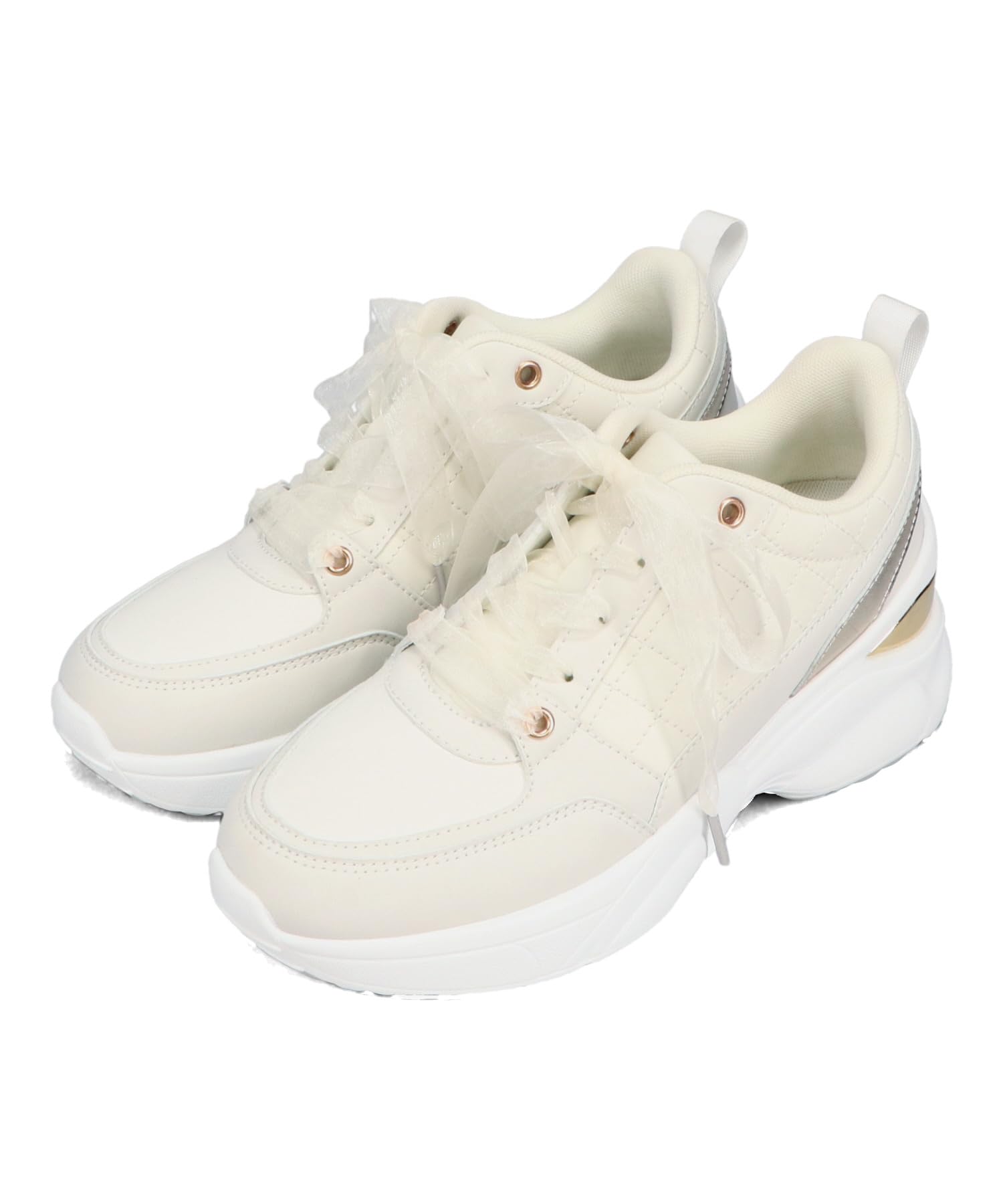 オリエンタルフィック スニーカー メタリック ウエッジ ボリューム キルティング チュール レディース OT3761