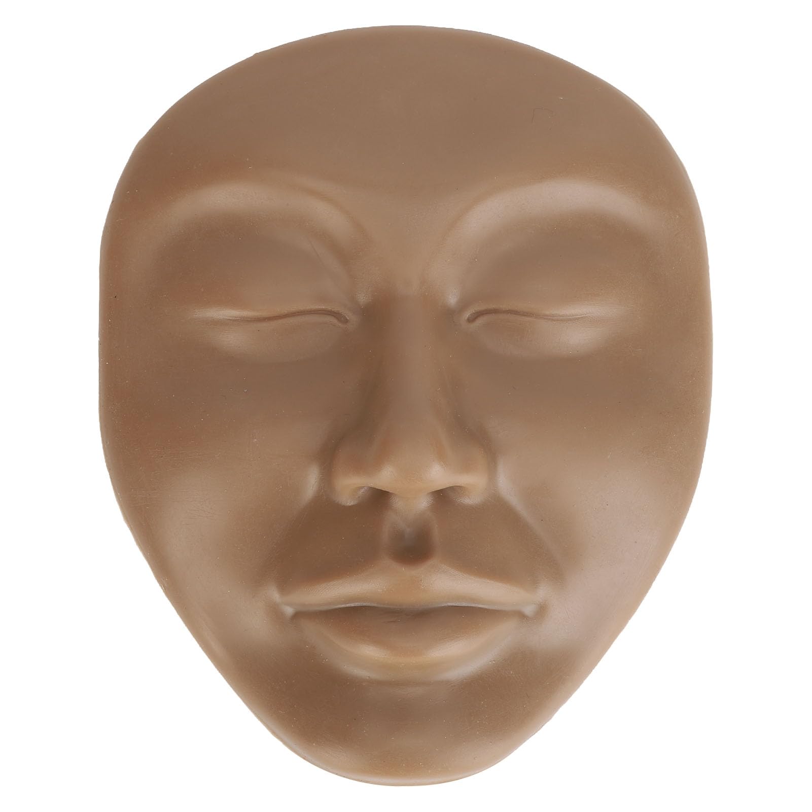5D Silicone Mannequin Face for Makeup Practice, Professional Makeup Mannequin Training Head Face Thick Durable Skin Like Material for Eyebrow Eyeliner Lip Tattoo (Dark Brown)