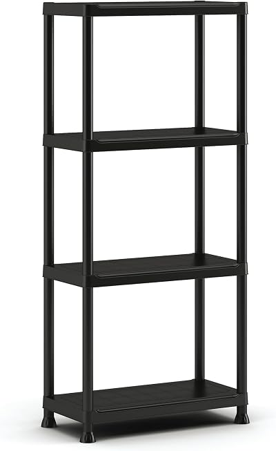 Keter Plus 60/4 Plastic Shelf Black 4 Shelves 20kg Load Tool-Free Assembly