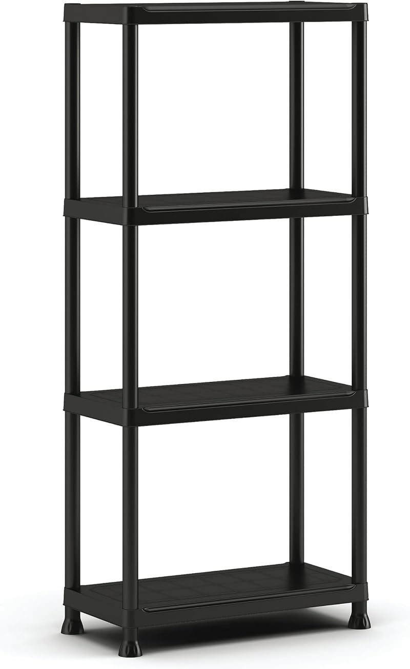 Keter Plus 60/4 Plastic Shelf Black 4 Shelves 20kg Load Tool-Free Assembly