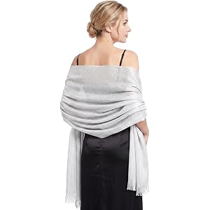 Lystaii Sparkling Soft Pashmina Shawl Wrap Scarf for Weddings & Parties | Lightweight Scarf with Shimmer. Elegant Wrap Headsc