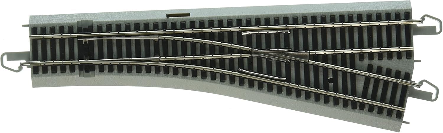 Bachmann 44140 Command DCC Equipped #4 Turnout – Right-Nickel Silver E-Z Track with Grey Roadbed-HO Scale