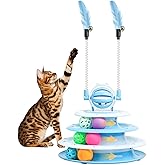 Goosheep Cat Toy Interactive Pet Plaything for Indoor Kitten Interactive Kitty Puzzle Ball with 2 Cat-Tease (Blue)