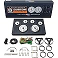 GlowShift White 7 Color Custom Cluster Dashboard 6 Gauge Set - 3-3/4" (95mm) Speedometer & Tachometer - 2-1/16" (52mm) Fuel Level, Oil Pressure, Water Temperature & Volt Gauges