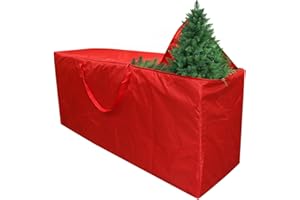 BRUWAA Christmas Tree Storage Bag, Stores a 7.5ft / 9ft Artificial Christmas Tree with Carry Handles and Dual Zipper, Protects Against Dust Insects, Durable Waterproof Material, 65x14.5x30 Inches - Red