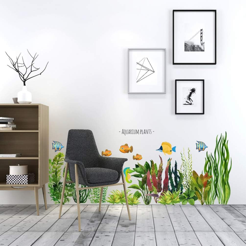 Aquatic Fish Seaweed Wall Sticker PVC Lovely Removeable Undersea Kid Wall Decals Baby Kid Room Nursery Kindergarten Wallpaper Wall Art Decor - Image 4