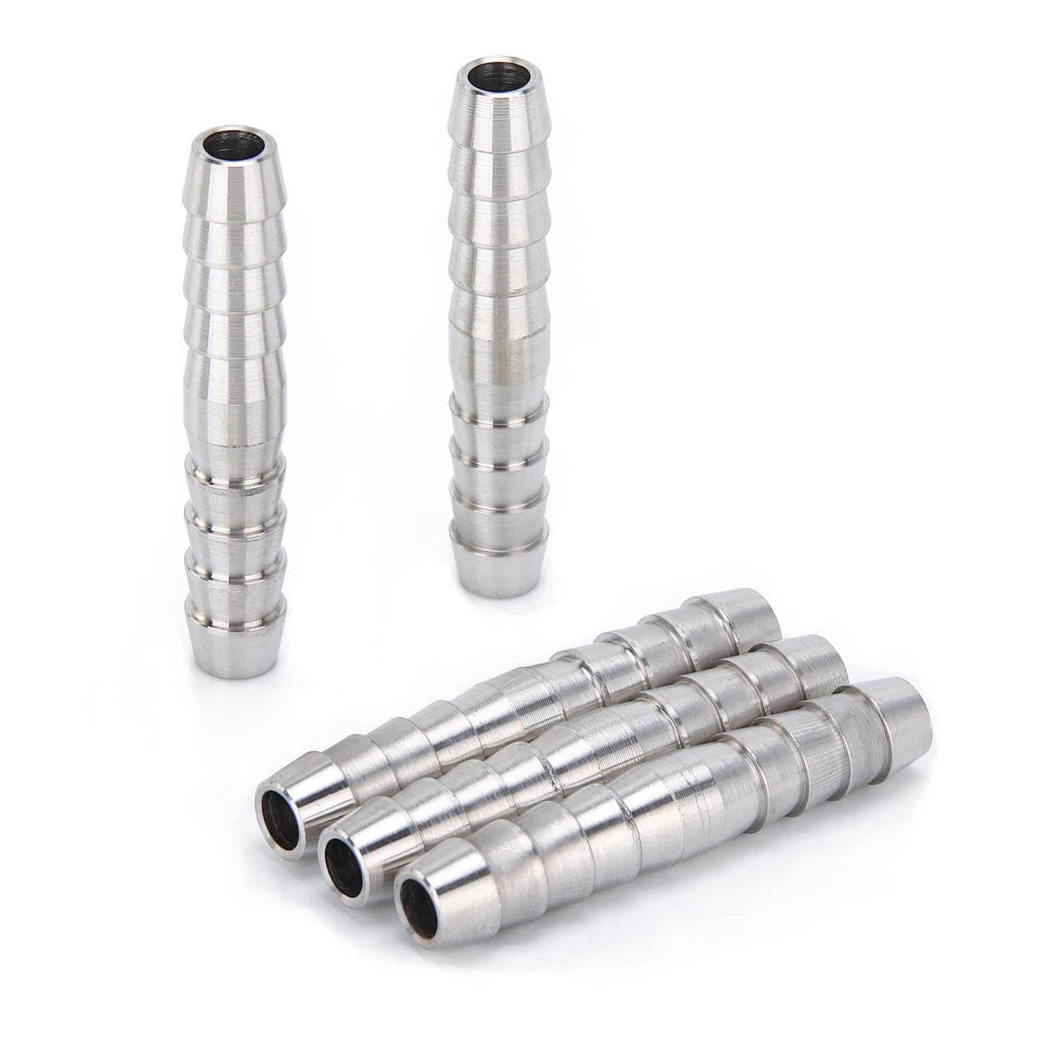 Generic Bar Production Stainless Steel 316 Barb Splicer Mender 1/4"(6mm) Hose ID Fitting Air Water Fuel Boat (Pack of 5)