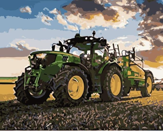 DKIPN malen nach Zahlen Dämmerung Traktor stillleben DIY malerei by