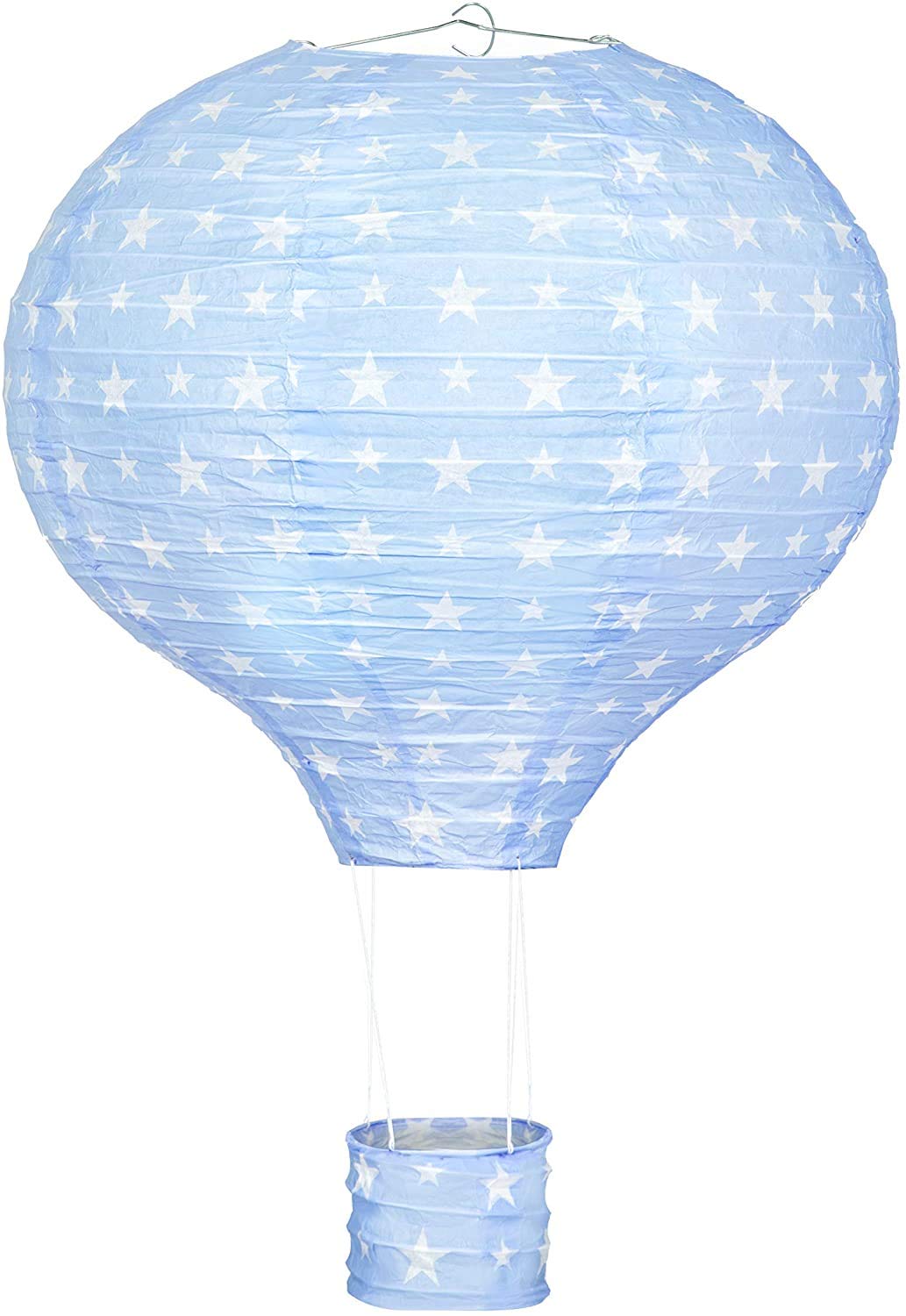 Paper Lantern 17 Inches Hanging Hot Air Balloon Paper Lanterns, Children's Lighting Balloon Lampshade Celling Light Lamp, For Indoor Wedding Decoration With Stars Home Décor Gifts Pink and Blue (BLUE)