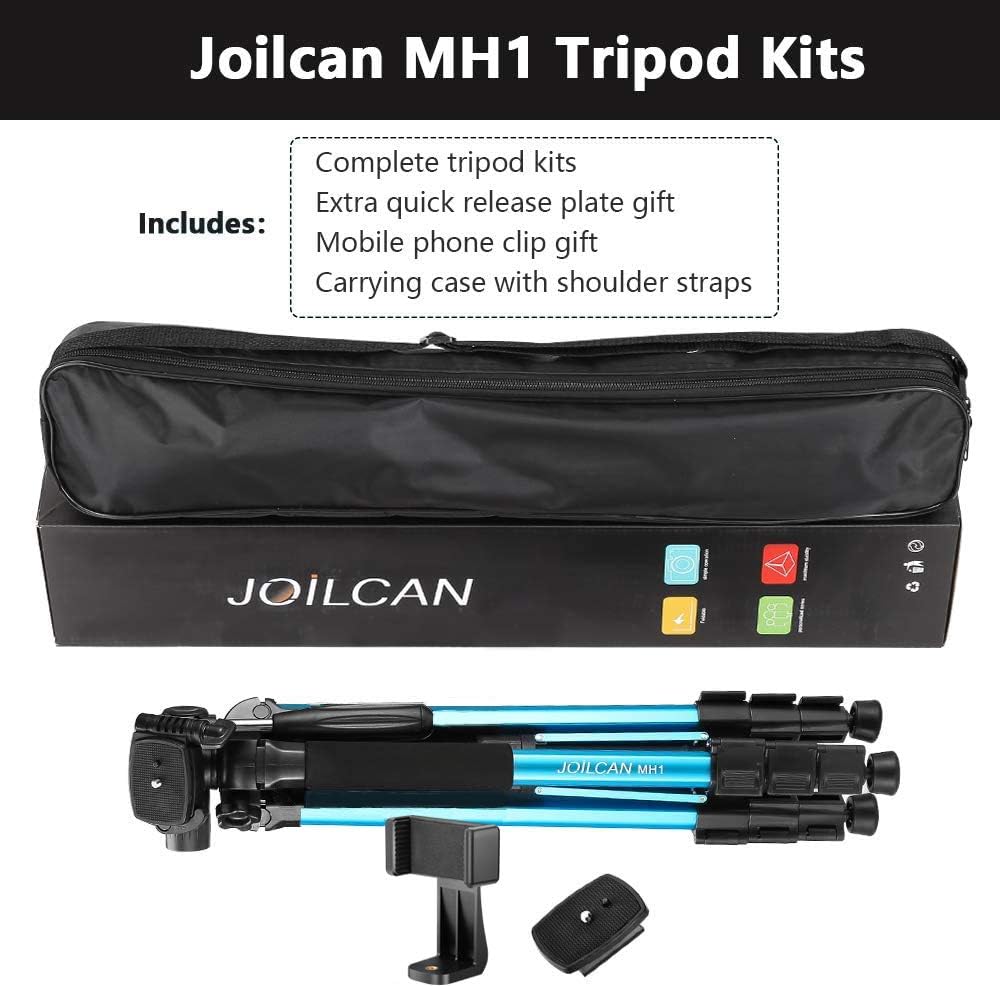 72-Inch Camera/Phone Tripod, Aluminum Tripod/Monopod Full Size for DSLR with 2 Quick Release Plates, Universal Phone Mount and Convenient Carrying Case Ideal for Travel and Work - MH1 Blue : Camera & Photo